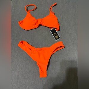 SherryDC neon orange two piece bikini